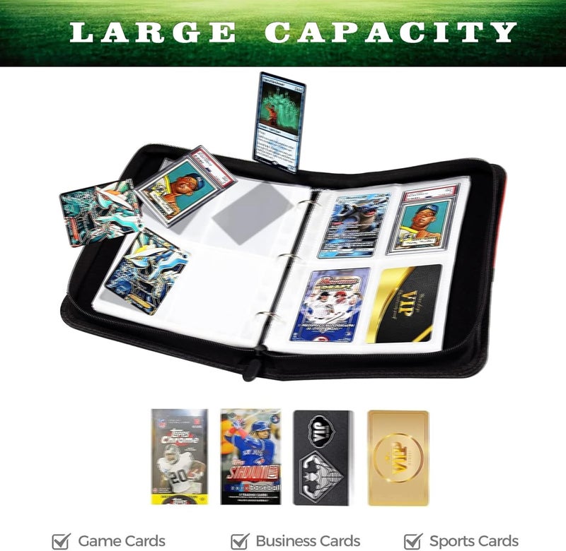 Rmannke 400 Pockets Football Cards Binder,Trading Cards Holder Card Collectors Album,Trading Card Binder 4 Pocket with 50 Removable Sleeves - Image 5